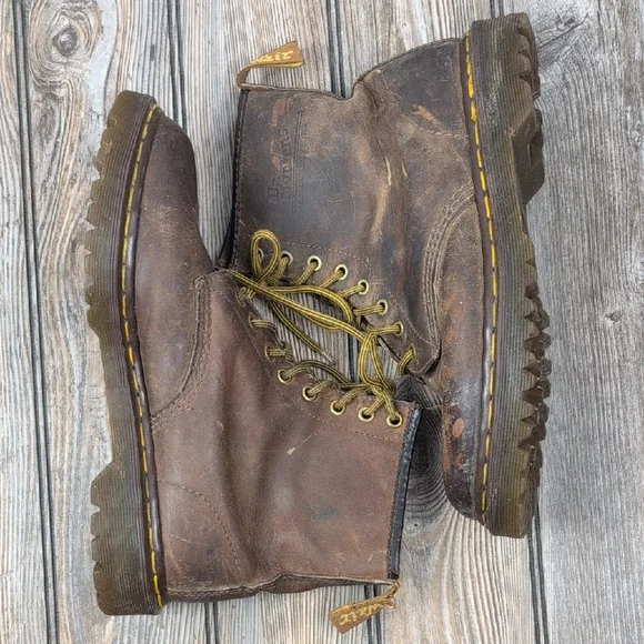 ​Dr. Martens 1460 Brown Leather Boots Distressed Size 8uk Made In England